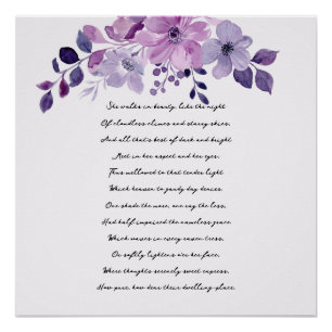 Poster Bouquet de fleurs violettes à l'aquarelle