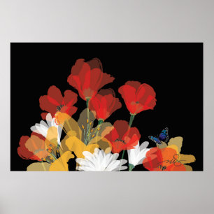 Poster Bouquet de Fluers et Noir