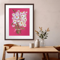 Bouquet de marguerite blanche sur peinture Gouache