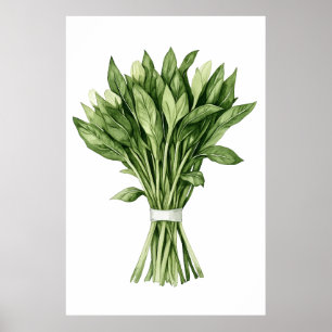 Poster Bouquet de Mariage d'aquarelle de verdure