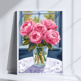 Poster Bouquet de pivoine rougissante | Peinture de fleur