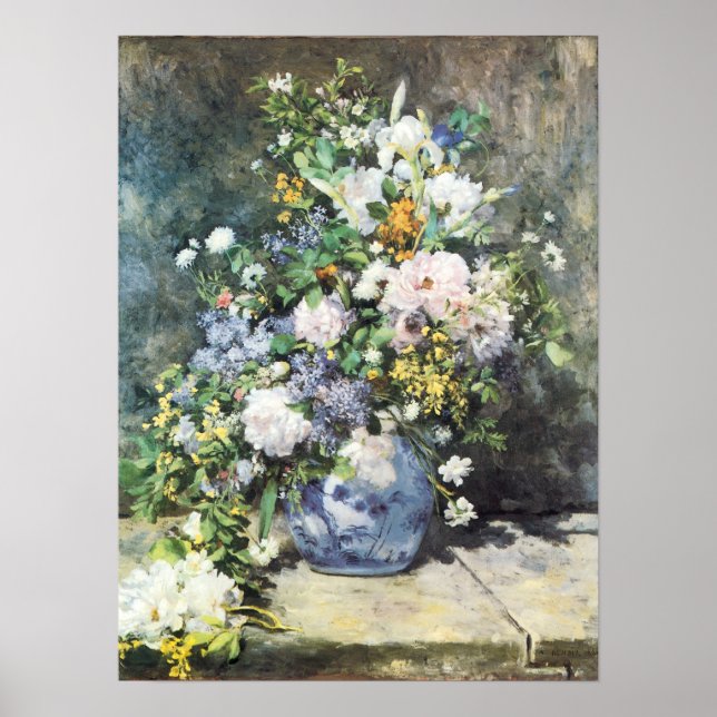 Poster Bouquet de printemps de Pierre Renoir, Fleurs Vint (Devant)