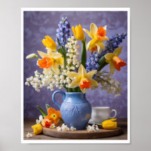 Bouquet de printemps des jonquilles Hyacinthes Vas