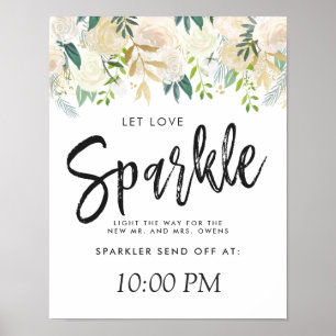 Poster Bouquet de Rose Blanche   Que l'Amour étincelle