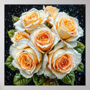 Poster 🌹 Bouquet de roses blanches élégant pour une mais