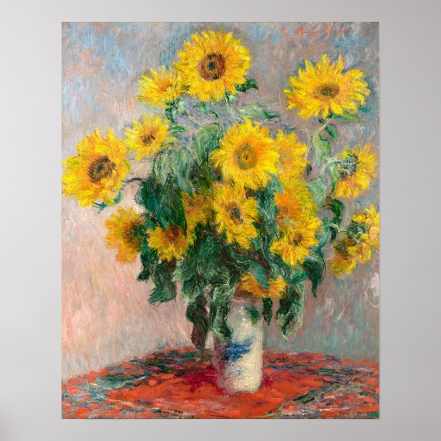 Poster Bouquet de tournesols (1881) par Claude Monet (Devant)