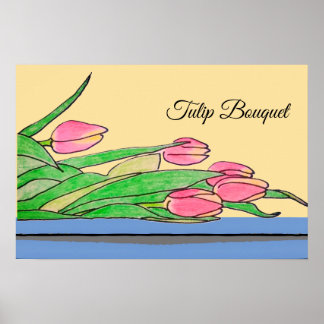 Poster Bouquet de tulipes sur une table