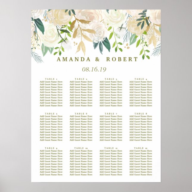 Poster Bouquet d'ivoire Mariage floral (Devant)