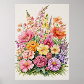 Poster Bouquet Fleur sauvage florissant