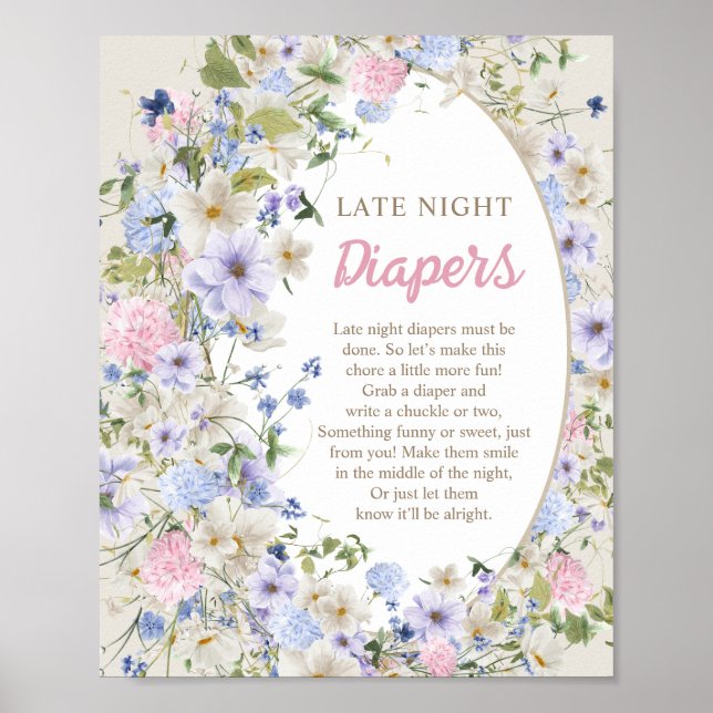 Poster Bouquet fleur sauvage luxueux Late couche de nuit (Devant)