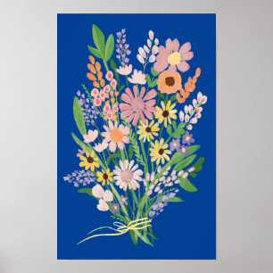 Poster Bouquet fleur sauvage Peinture Gouache colorée Art