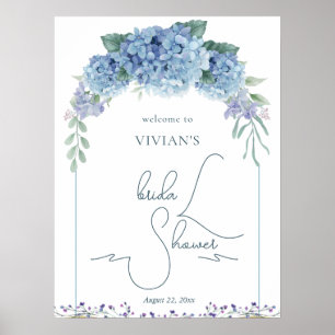 Poster Bouquet floral bleu poussiéreux Bienvenue à la dou