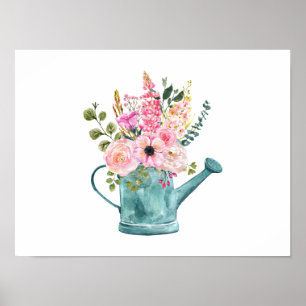 Poster Bouquet floral dans une arrosoir