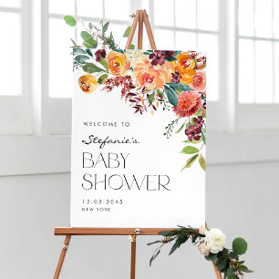 Poster Bouquet floral de bébé à l'aquarelle Bienvenue à l