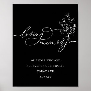 Poster Bouquet floral noir Schwarz Mémoire aimante