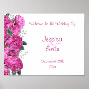 Poster Bouquet Floral Romantique Bienvenue de Mariage