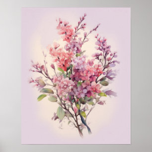 Poster Bouquet Giant Crapt-myrte Aquarelle