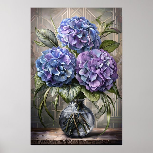 Poster Bouquet Hydrangea - Floral Still Life (Devant)