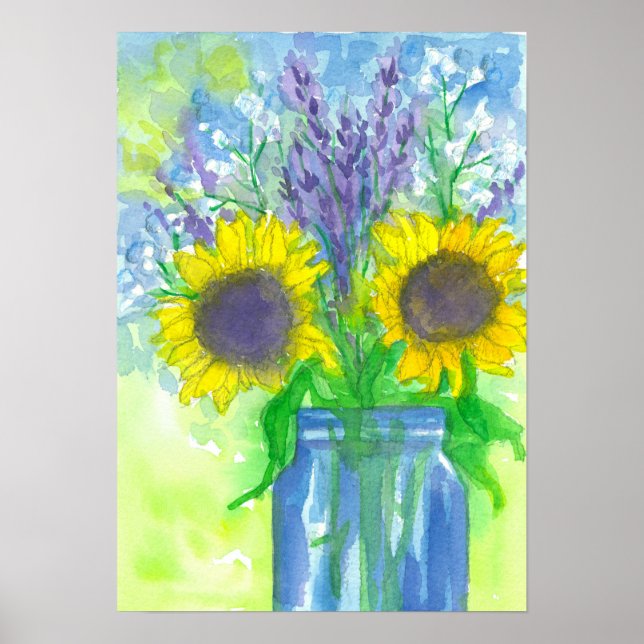 Poster Bouquet Lavande de tournesol (Devant)