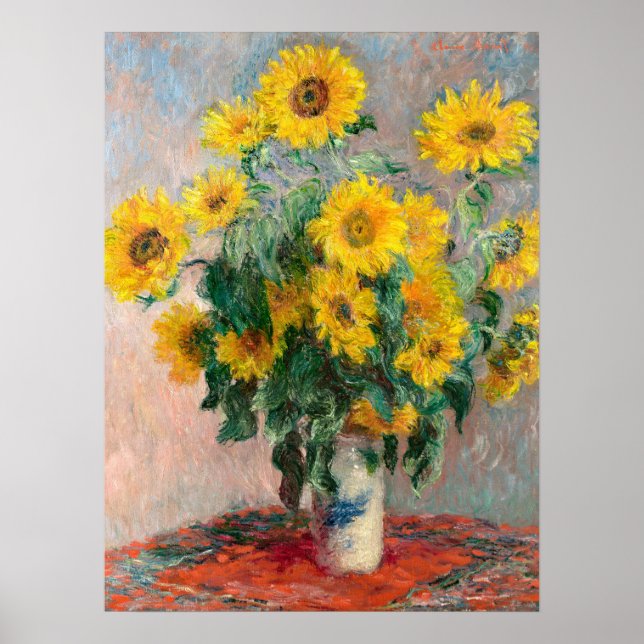 Poster Bouquet of Sunflowers by Monet Impressionist (Devant)