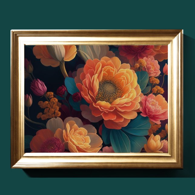 Poster Bouquet peint de fleurs Gras 4:3 (Créateur téléchargé)