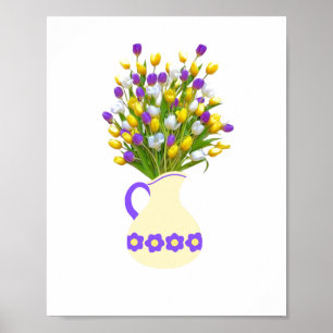 Poster Bouquet Tulip dans vase jaune