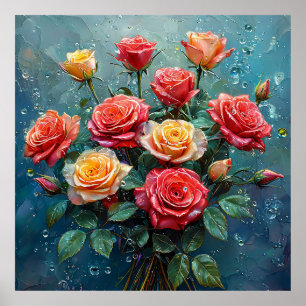 Poster Bouquet vibrant de roses