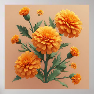 Poster Bouquet vibrant de soucis orange