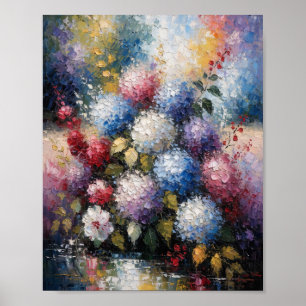 Poster Bouquet vibrant d'hortensias d'été à l'huile à for