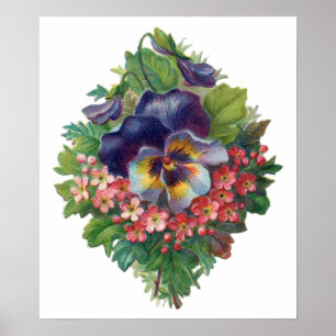 Poster Bouquet victorien de purple pansy pour la fête des