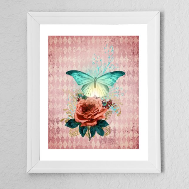 Poster Bouquet vintage Luna Moth (Créateur téléchargé)