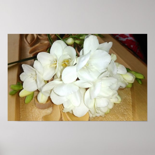 Poster Bouquet White Freesia (Devant)