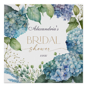 Poster Bouquets de Mariage Personnalisés Hydrangeas Bleus
