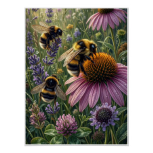 Poster Bourdons Sur Des Échinacées Pollinisateur Botaniqu