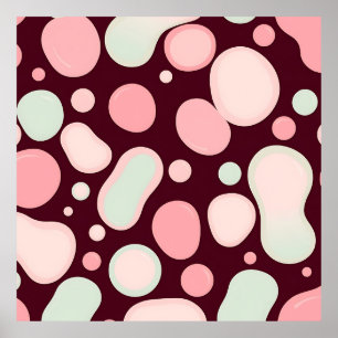 Poster Bourgogne Rose Menthe Motif Abstrait Organique