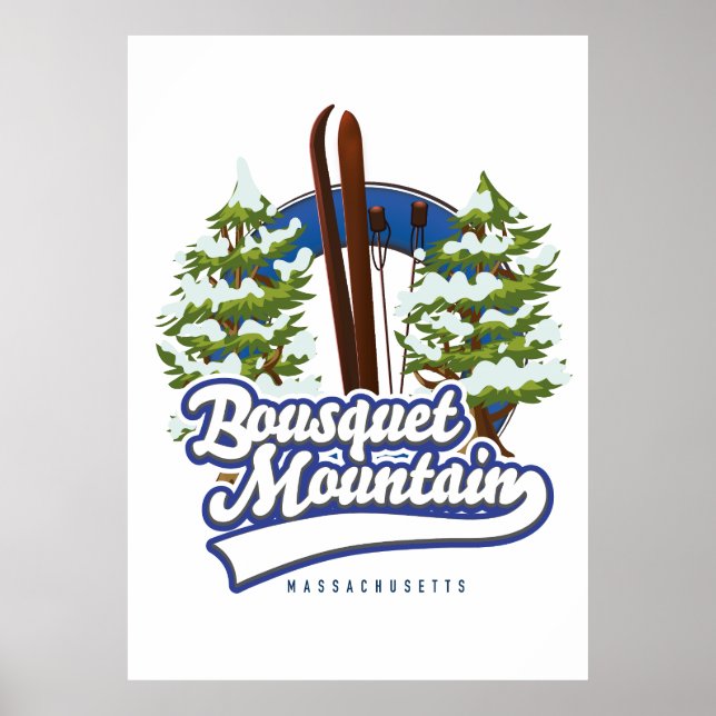 Poster Bousquet Mountain Massachusetts logo Ski (Devant)