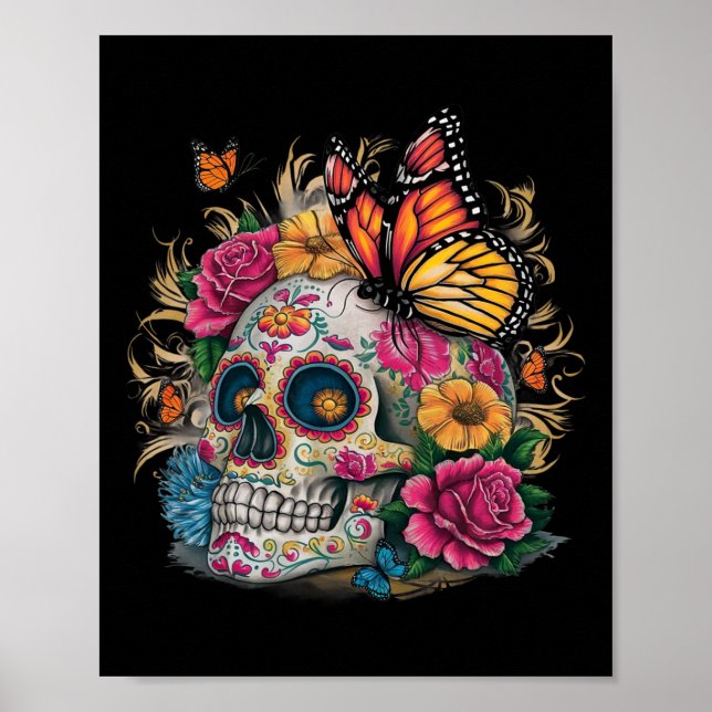 Poster Bouteille De Crâne Sucre Jour De La Mort Halloween (Devant)