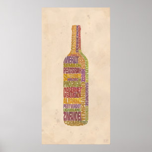 Poster Bouteille de mot de vin de Bordeaux