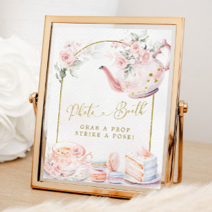 Poster Bouteille photo Pink Floral Fête des mariées Tea P