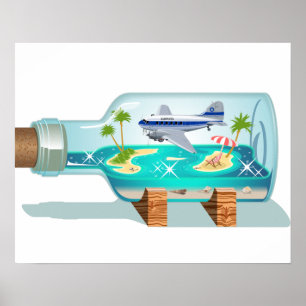 Poster Bouteille souvenir de dessin