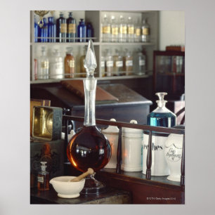 Poster Bouteilles antiques de pharmacie