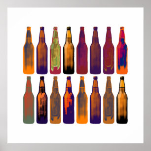 Poster bouteilles de bière couleur