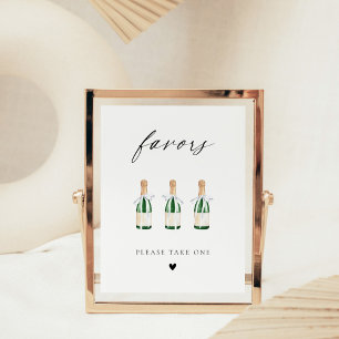 Poster Bouteilles de Champagne Miniatures à l'Écriture Él