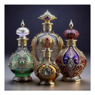 Poster Bouteilles De Parfum De Style Baroque Très Ornat