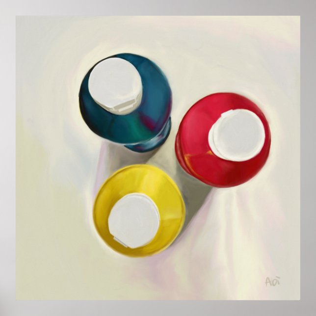 Poster Bouteilles de peinture acrylique Archivage (Devant)