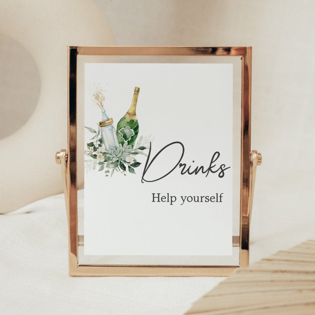 Poster Bouteilles de Poppin' Boissons Baby showers (Poppin' Baby Bottles Baby Shower Drinks Sign)