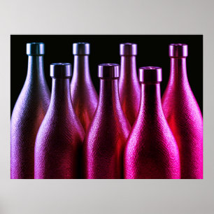 Poster Bouteilles en acier rétro de couleur violet foncé