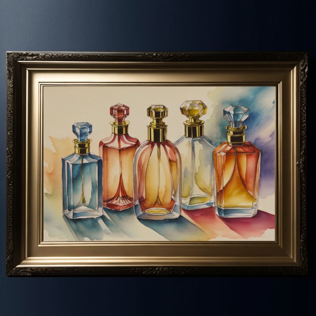 Poster Bouteilles en verre d'aquarelle de couleur Cool bo (Créateur téléchargé)