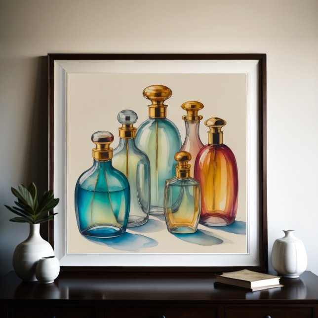 Poster Bouteilles en verre d'aquarelle de couleur Cool Mu (Créateur téléchargé)