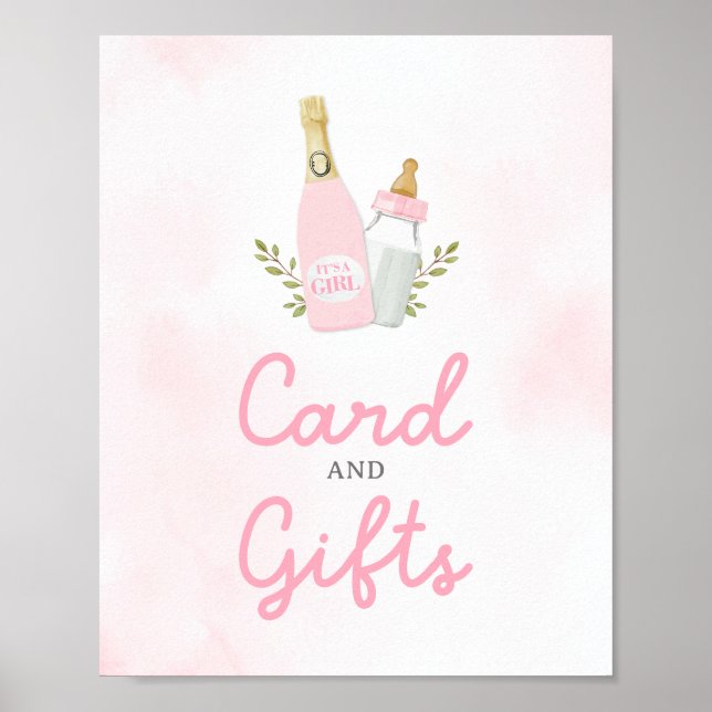 Poster Bouteilles Poppin Fille Cartes Baby showers et cad (Devant)